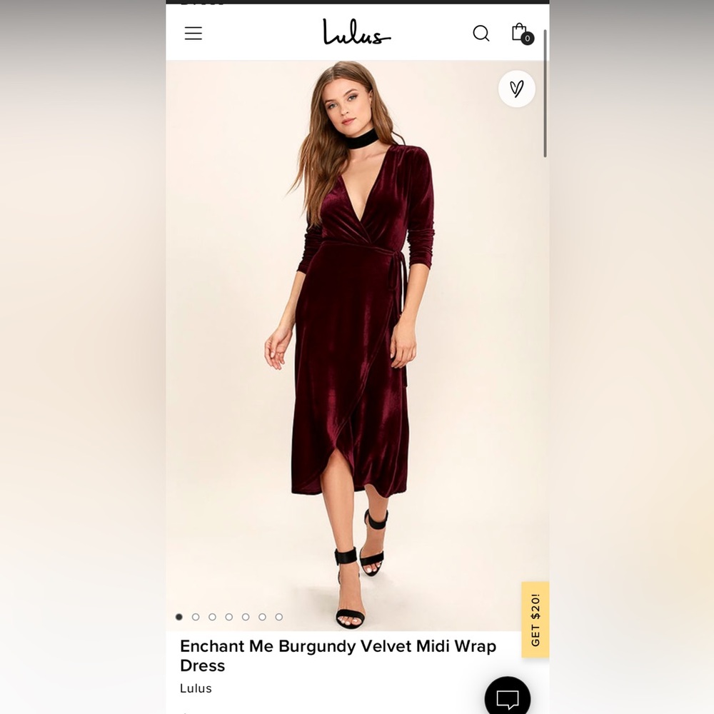 NWT. Lulus Burgundy velvet wrap dress. “Enchant me”